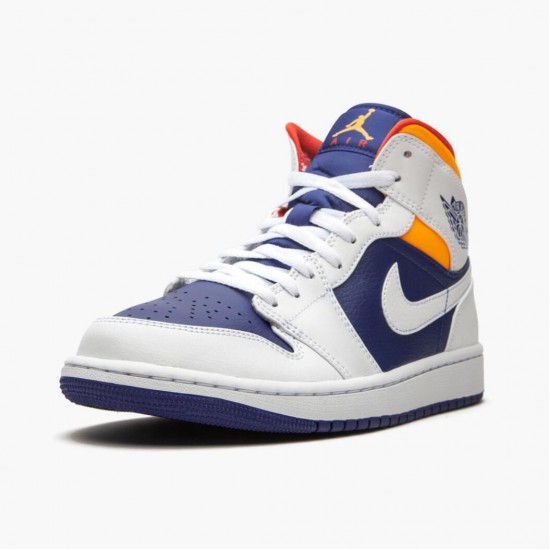 Women/Men Air Jordan 1 Mid Royal Blue Laser Orange 554724-131 Jordan Shoes