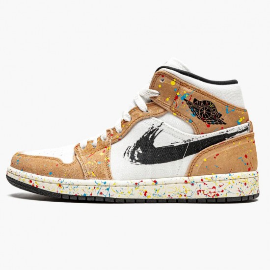 Women/Men Air Jordan 1 Mid SE Brushstroke DA8005-100 Jordan Shoes