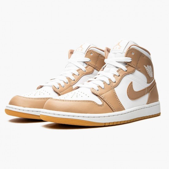 Women/Men Air Jordan 1 Mid Tan Gum 554724-271 Jordan Shoes