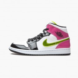 Men Air Jordan 1 Mid White Black Cyber Pink CZ9834-100 Jordan Shoes