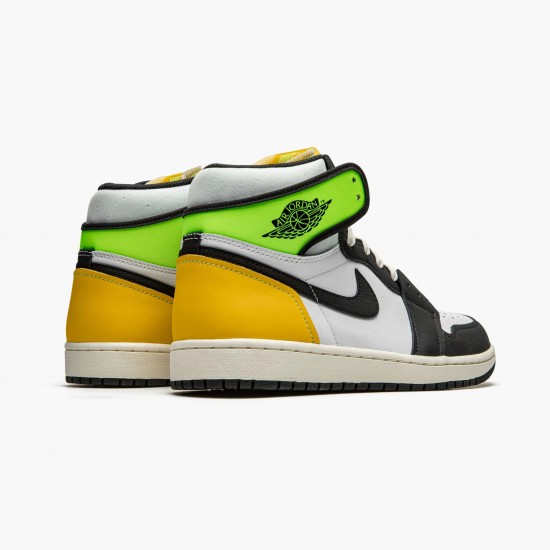 Men Air Jordan 1 Retro High White Black Volt University Gold 555088-118 Jordan Shoes