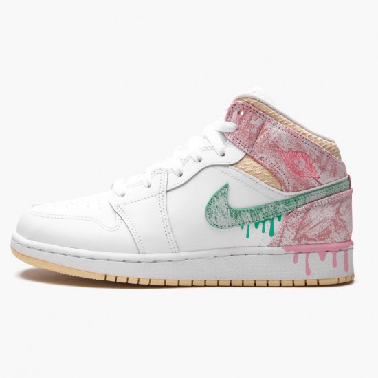 Womens Air Jordan 1 Mid SE GS Ice Cream DD1666-100 Jordan Shoes