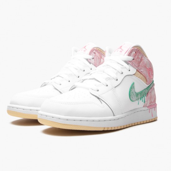 Womens Air Jordan 1 Mid SE GS Ice Cream DD1666-100 Jordan Shoes