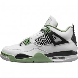 Men Air Jordan 4 Retro White Oil Green Dark Ash AQ9129-103 Jordan Shoes