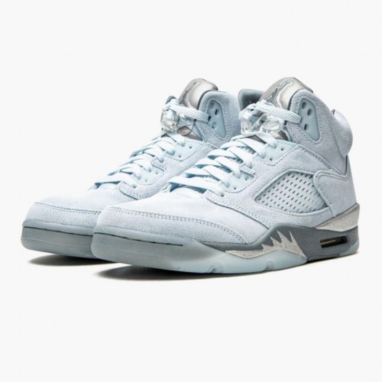 Women/Men Air Jordan 5 Retro Bluebird With Silver White DD9336-400 Jordan Shoes