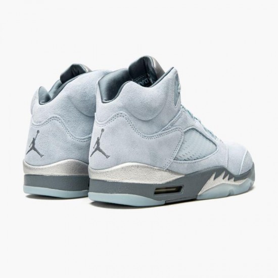 Women/Men Air Jordan 5 Retro Bluebird With Silver White DD9336-400 Jordan Shoes