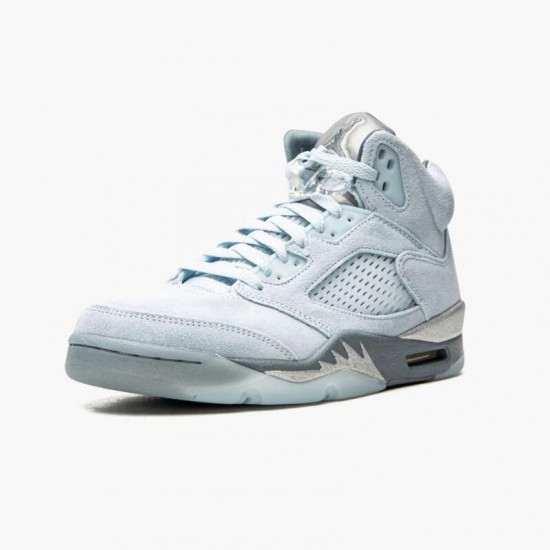 Women/Men Air Jordan 5 Retro Bluebird With Silver White DD9336-400 Jordan Shoes