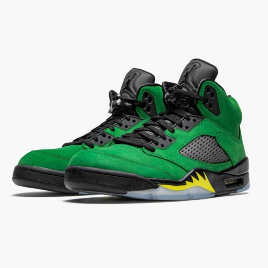 Women/Men Air Jordan 5 Retro SE Oregon Green Yellow CK6631-307 Jordan Shoes