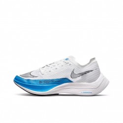 Women/Men Nike ZoomX VaporFly NEXT% White and Blue Shoes 