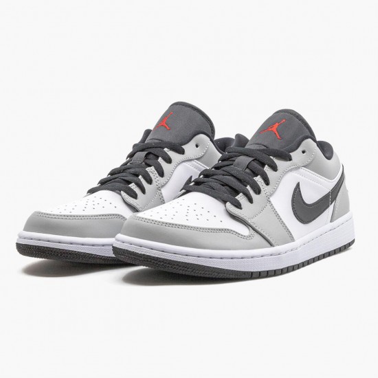 Air Jordan 1 Retro Low "Light Smoke Grey" 553558 030 Lt Smoke Grey/Gym Red-White AJ1 Jordan