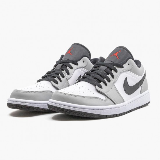 Air Jordan 1 Retro Low Light Smoke Grey 553558 030 Lt Smoke Grey/Gym Red-White AJ1 Jordan