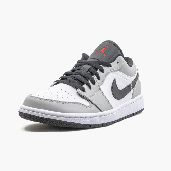 Air Jordan 1 Retro Low Light Smoke Grey 553558 030 Lt Smoke Grey/Gym Red-White AJ1 Jordan