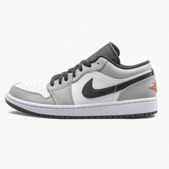 Air Jordan 1 Retro Low Light Smoke Grey 553558 030 Lt Smoke Grey/Gym Red-White AJ1 Jordan