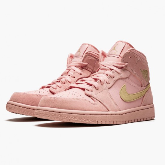 Air Jordan 1 Mid "Coral Gold" 852542 600 Coral Stardust/Club Gold AJ1 Black Jordan