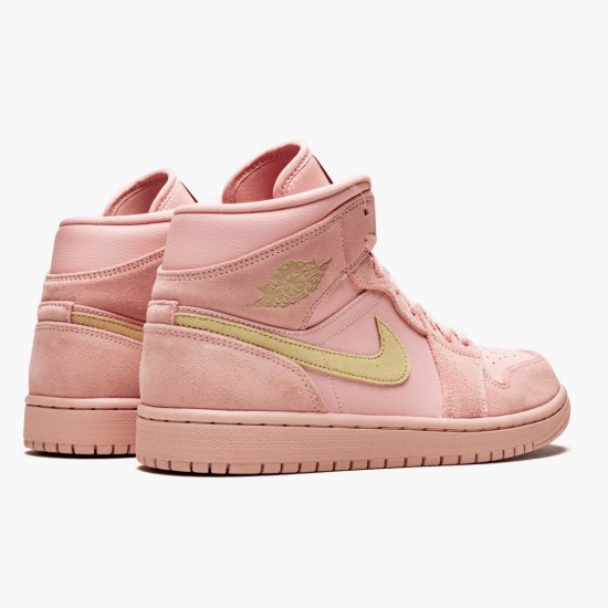 Air Jordan 1 Mid "Coral Gold" 852542 600 Coral Stardust/Club Gold AJ1 Black Jordan