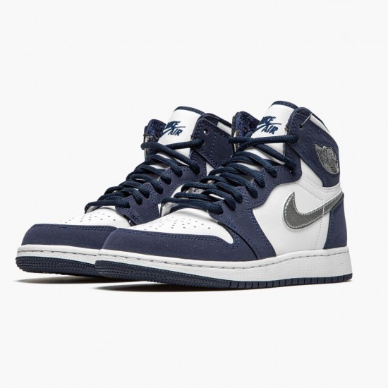 Air Jordan 1 Retro High COJP "Midnight Navy" White/Midnight Navy/Metallic S DC1788 100 AJ1 Jordan