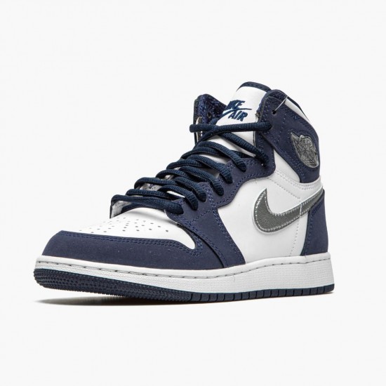 Air Jordan 1 Retro High COJP "Midnight Navy" White/Midnight Navy/Metallic S DC1788 100 AJ1 Jordan