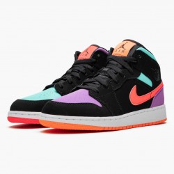 Air Jordan 1 Mid "Candy" Black/Total Orange 554725 083 AJ1 Jordan