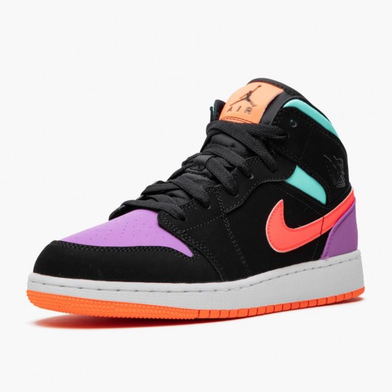 Air Jordan 1 Mid "Candy" Black/Total Orange 554725 083 AJ1 Jordan