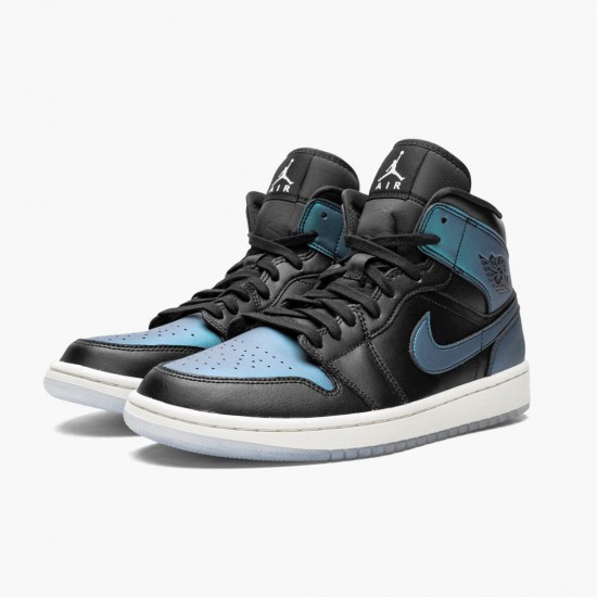 Air Jordan 1 Mid Iridescent Black Black/Pale Ivory-Multi-Color BQ6472 009 AJ1 Jordan