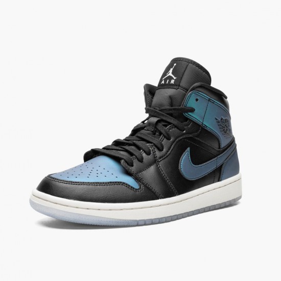 Air Jordan 1 Mid Iridescent Black Black/Pale Ivory-Multi-Color BQ6472 009 AJ1 Jordan