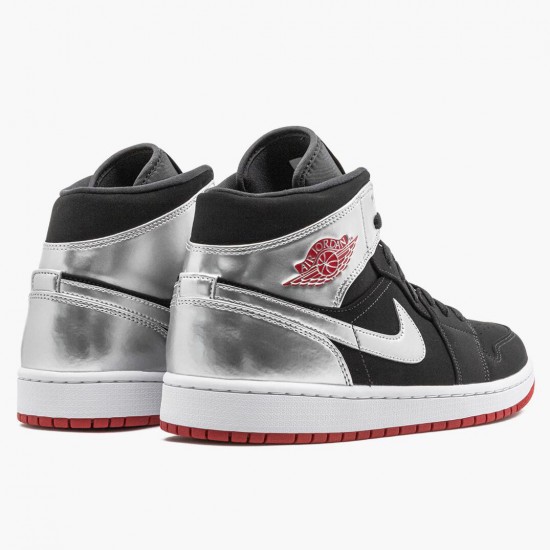 Air Jordan 1 Mid "Johnny Kilroy" Black/Gym Red-Metallic Silver 554724 057 AJ1