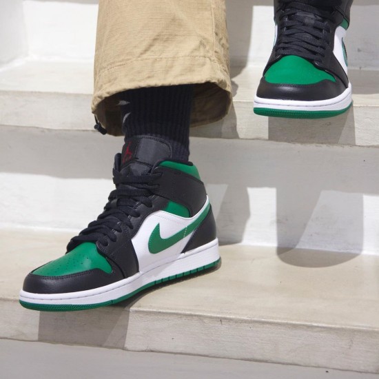 Air Jordan 1 Mid "Pine Green" Black/Gym Red-White-Pine Green 554724 067 AJ1