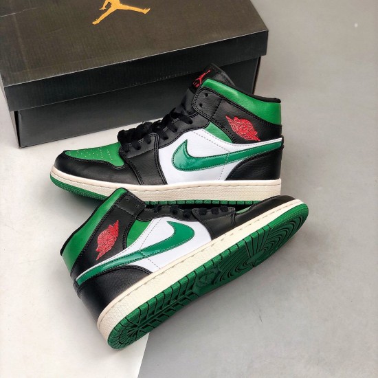 Air Jordan 1 Mid "Pine Green" Black/Gym Red-White-Pine Green 554724 067 AJ1