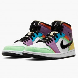 Air Jordan 1 Mid SE "Multicolor" White/Black/Lightbulb/Team Ora CW1140 100 AJ1