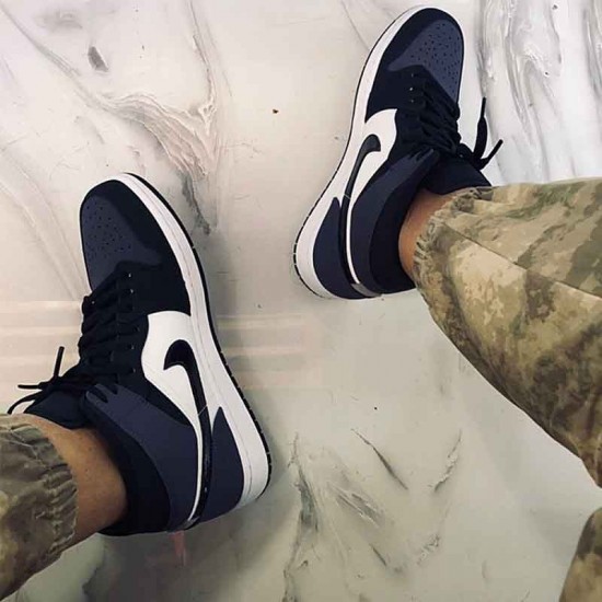 Air Jordan 1 Mid "Sanded Purple" Obsidian/Sanded Purple/White 554724 445 AJ1 Jordan