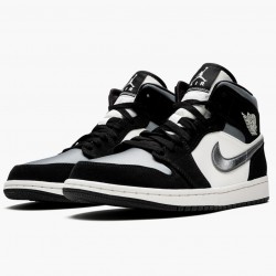 Air Jordan 1 Mid "Satin Grey Toe" Black/Anthracite-Sail 852542 011 AJ1