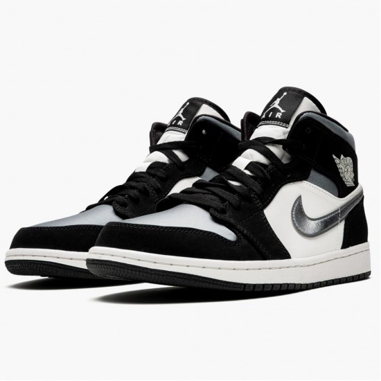 Air Jordan 1 Mid "Satin Grey Toe" Black/Anthracite-Sail 852542 011 AJ1