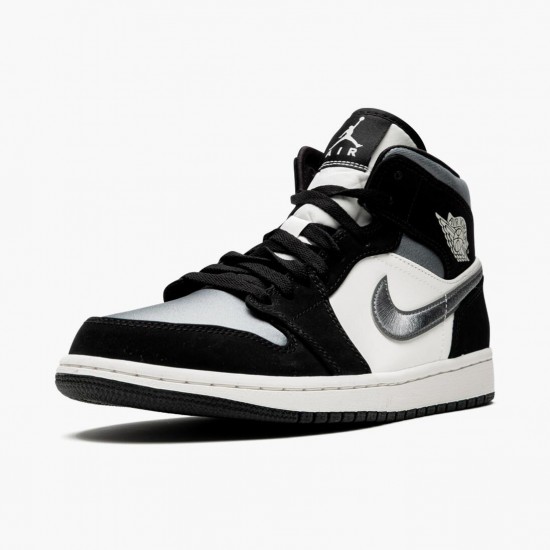 Air Jordan 1 Mid "Satin Grey Toe" Black/Anthracite-Sail 852542 011 AJ1
