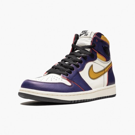 Air Jordan 1 Retro High OG Defiant SB "LA to Chicago" Purple/Sail-University Gold-Bl CD6578 507 AJ1 Jordan