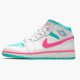 Air Jordan 1 Mid Digital Pink Womens White/Digital Pink-Aurora Gree 555112 102 AJ1 Jordan