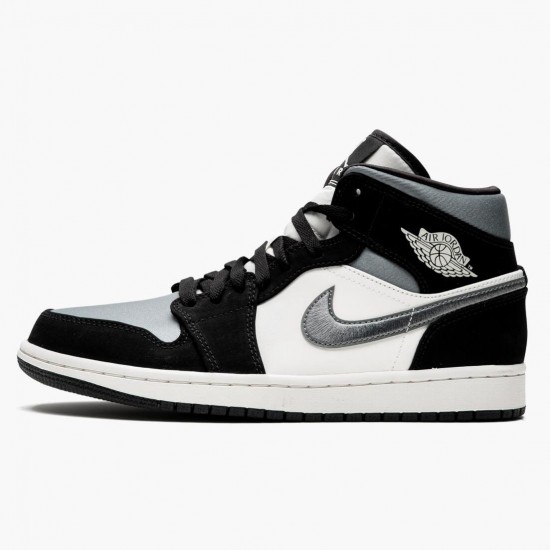 Air Jordan 1 Mid Satin Grey Toe Black/Anthracite-Sail 852542 011 AJ1