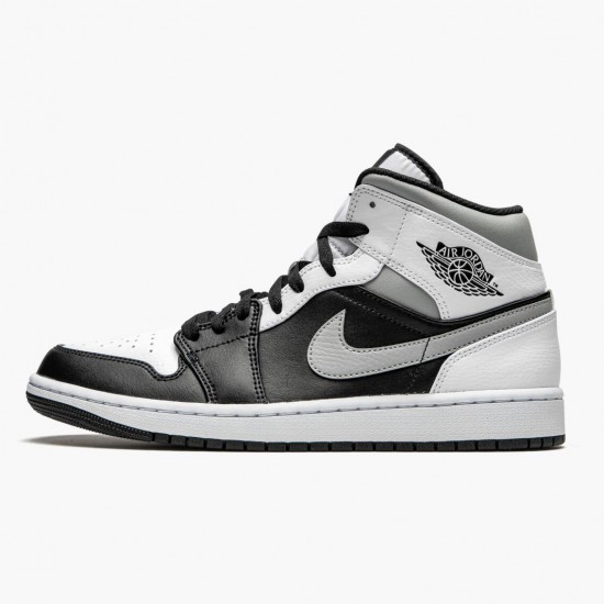 Air Jordan 1 Mid White Shadow Black/White-Lt Smoke Grey 554724 073 AJ1 Jordan