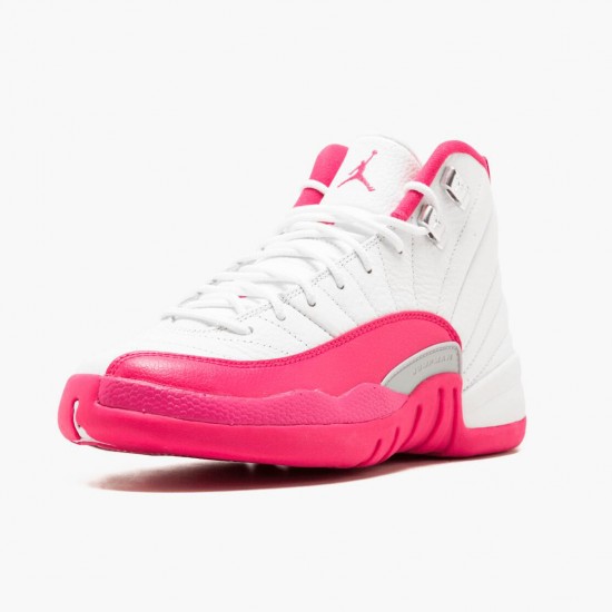 Air Jordan 12 Retro Dynamic Pink Womens AJ12 510815 109 White/Vivid Pink-Mtllc Silver Jordan