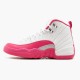 Air Jordan 12 Retro Dynamic Pink Womens AJ12 510815 109 White/Vivid Pink-Mtllc Silver Jordan