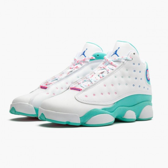 jordan 13 retro white soar green pink womens