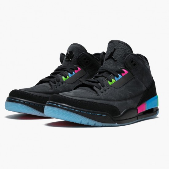 Air Jordan 3 Retro Quai54 AT9195 001 Black/Black-Electric Green AJ3 Jordan