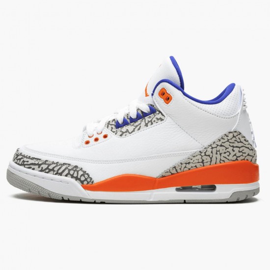 Air Jordan 3 Retro Knicks 136064 148 White/Old Royal University Ora AJ3 Jordan