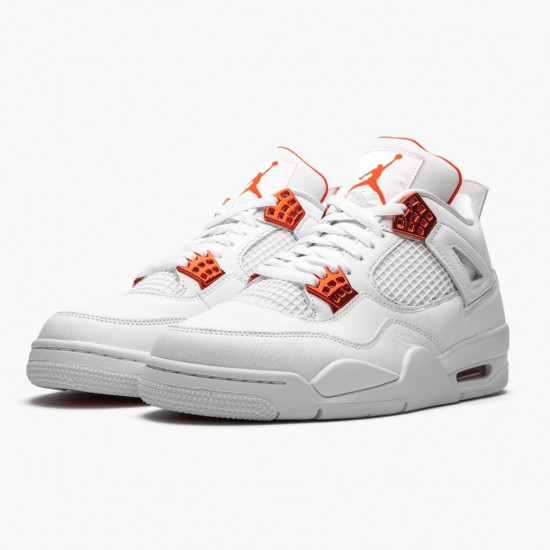 Air Jordan 4 Retro Metallic Orange CT8527 118 White/Team Orange-Metallic Sil AJ4 Jordan