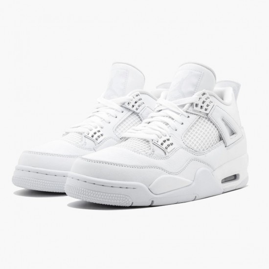 Air Jordan 4 Retro "Pure Money" 308497 100 White/Metallic Silver AJ4 Jordan