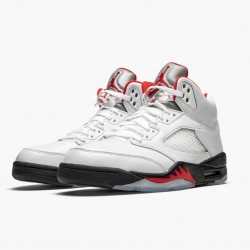 Air Jordan 5 Retro "Fire Red Silver Tongue" True White/Fire Red-Black DA1911 102 AJ5 Jordan