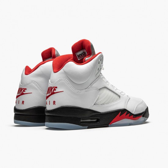 Air Jordan 5 Retro "Fire Red Silver Tongue" True White/Fire Red-Black DA1911 102 AJ5 Jordan