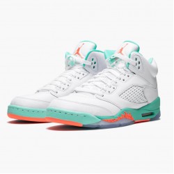 Air Jordan 5 Retro "Light Aqua" White/Crimson Pulse-Light Aqua 440892 100 AJ5 Jordan