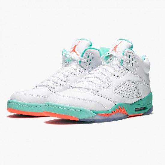 Air Jordan 5 Retro "Light Aqua" White/Crimson Pulse-Light Aqua 440892 100 AJ5 Jordan