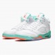 Air Jordan 5 Retro Light Aqua White/Crimson Pulse-Light Aqua 440892 100 AJ5 Jordan