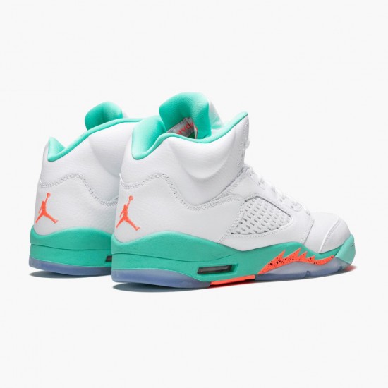 Air Jordan 5 Retro Light Aqua White/Crimson Pulse-Light Aqua 440892 100 AJ5 Jordan